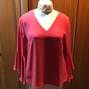 WHBM coral bell sleeve blouse
